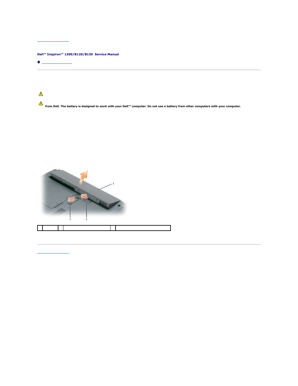 Battery, Replacing the battery | Dell Inspiron 1300 User Manual | Page 5 / 44