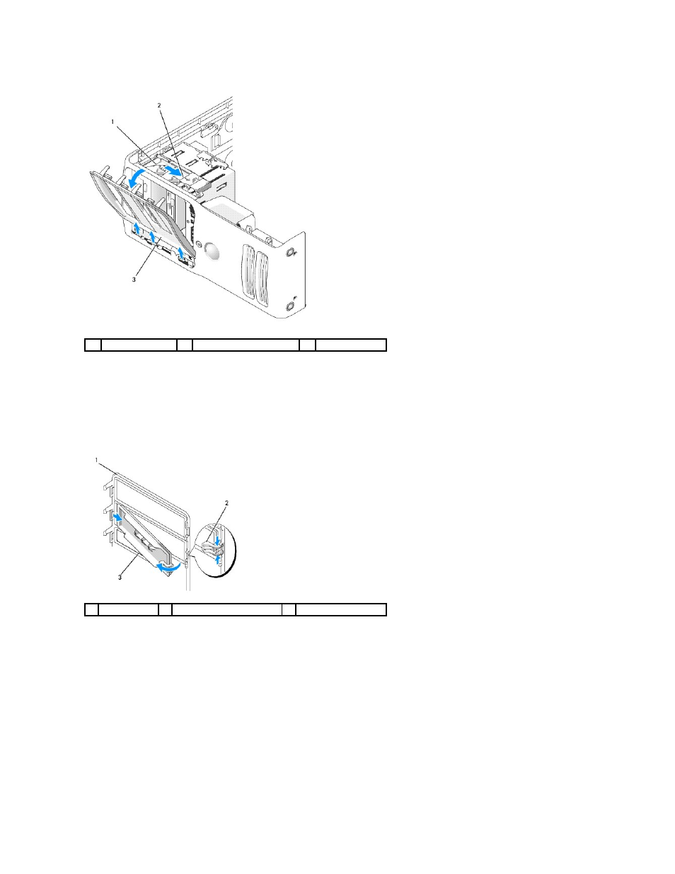 Removing the drive-panel insert, Installing the drive-panel insert | Dell XPS 410 (Mid 2007) User Manual | Page 26 / 63