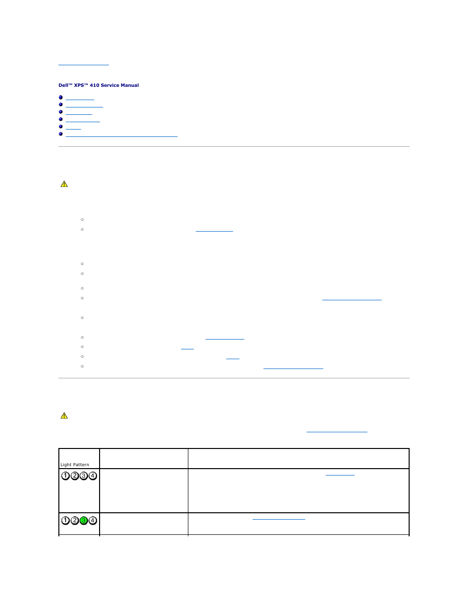 Advanced troubleshooting, Power lights, Diagnostic lights | Dell XPS 410 (Mid 2007) User Manual | Page 5 / 63