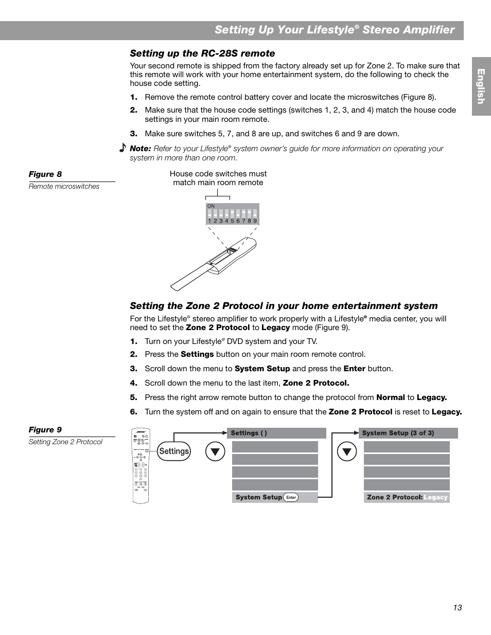 Setting up your lifestyle, Stereo amplifier | Bose SA-2 User Manual | Page 15 / 88