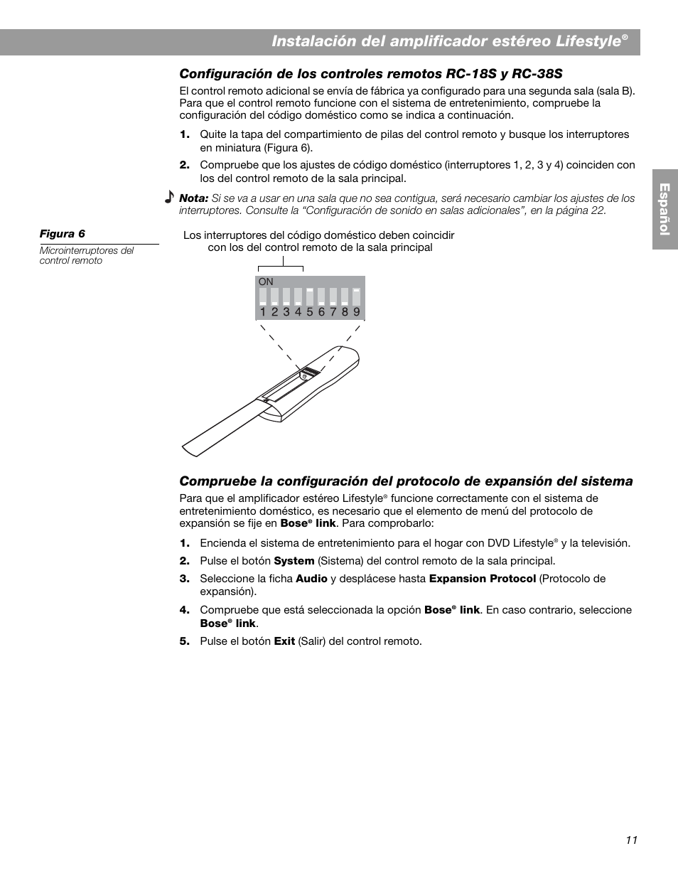 Instalación del amplificador estéreo lifestyle | Bose SA-2 User Manual | Page 41 / 88