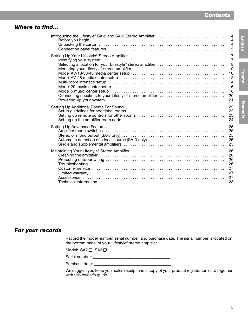 Bose SA-2 User Manual | Page 5 / 88