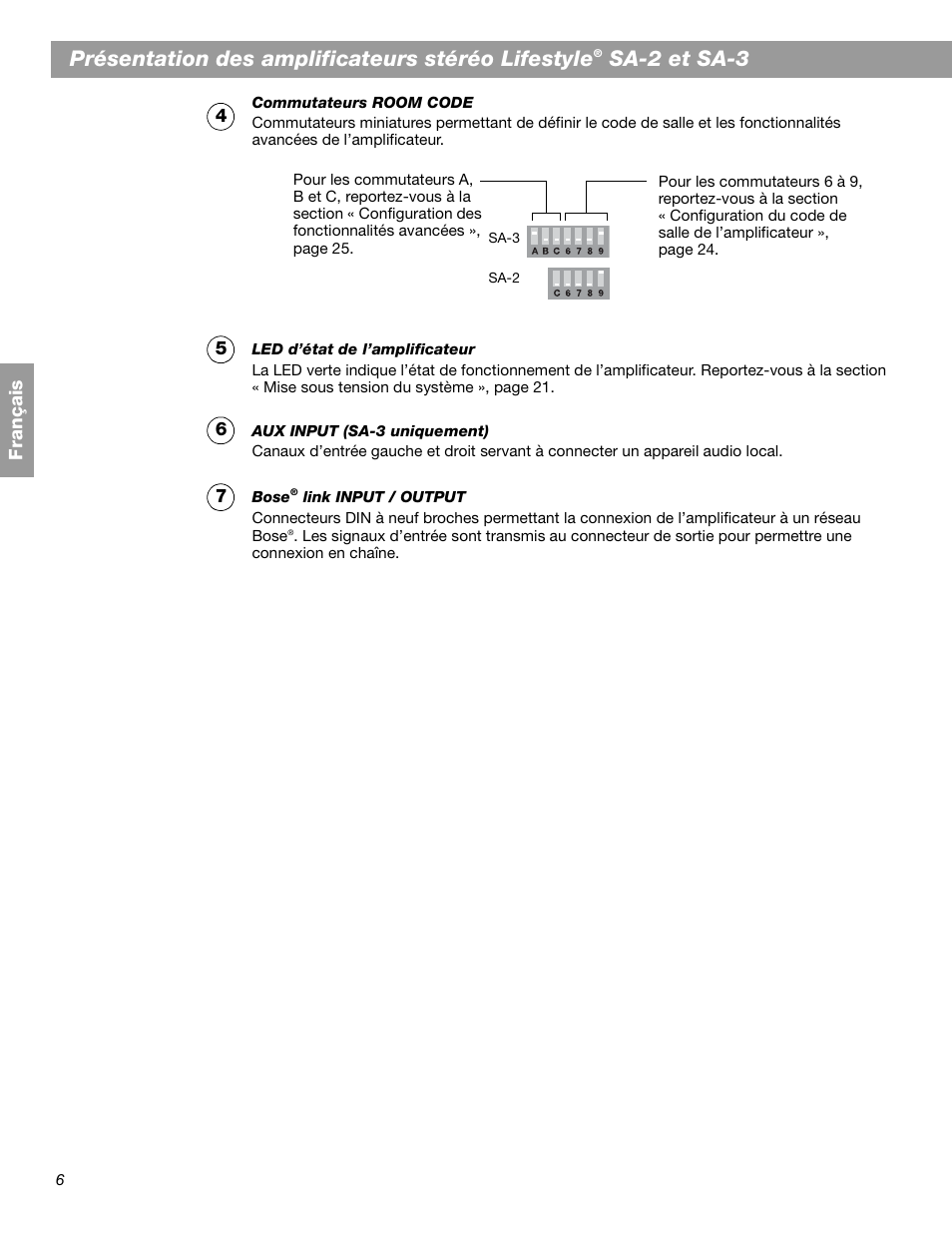 Présentation des amplificateurs stéréo lifestyle, Sa-2 et sa-3 | Bose SA-2 User Manual | Page 64 / 88