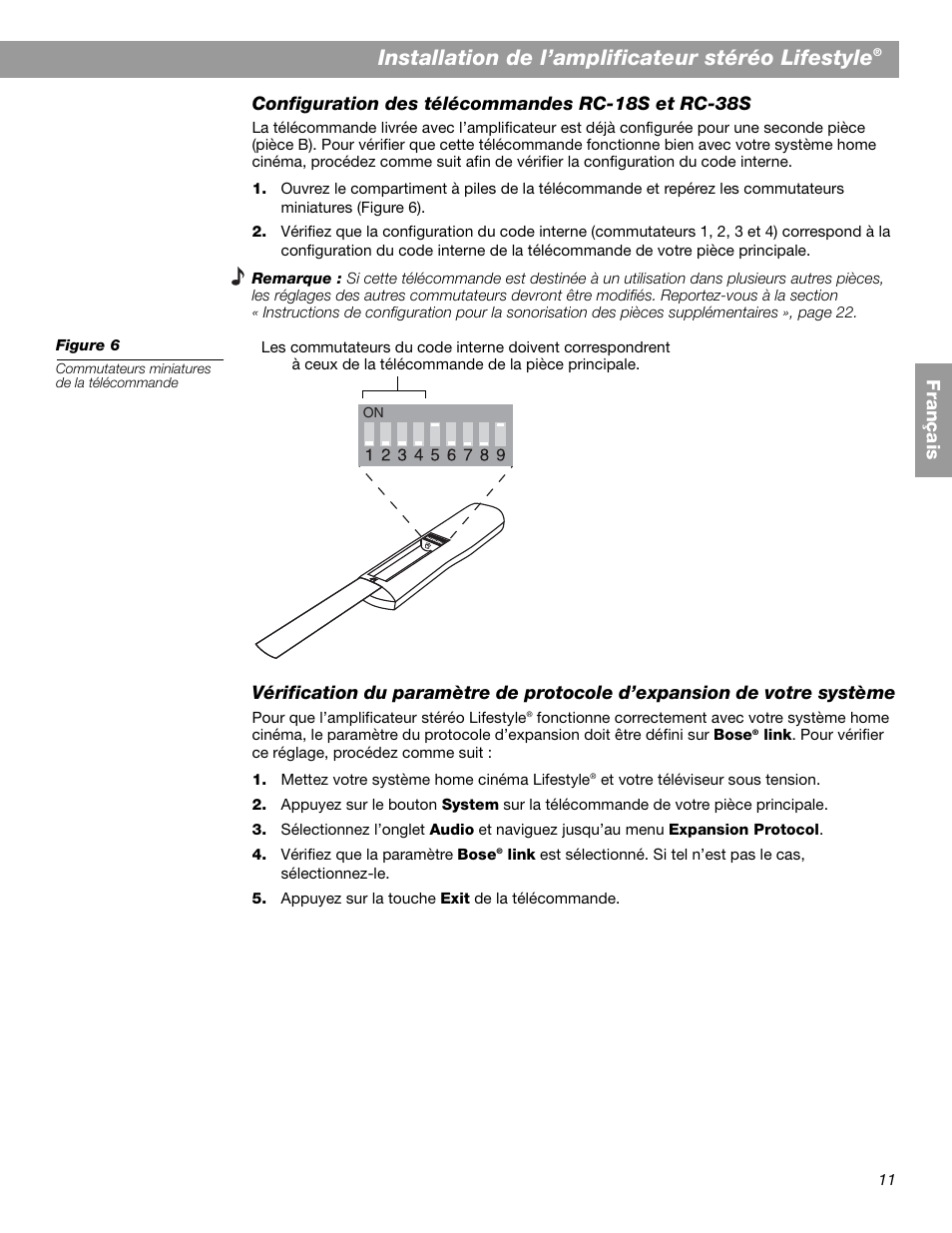 Installation de l’amplificateur stéréo lifestyle | Bose SA-2 User Manual | Page 69 / 88