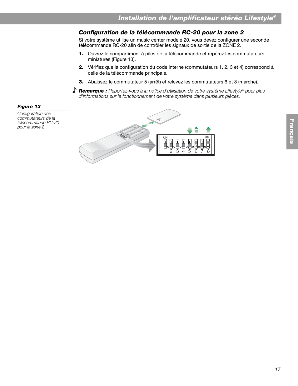 Installation de l’amplificateur stéréo lifestyle | Bose SA-2 User Manual | Page 75 / 88