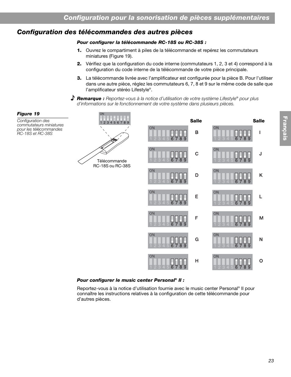 Configuration des télécommandes des autres pièces, Fr ança is | Bose SA-2 User Manual | Page 81 / 88