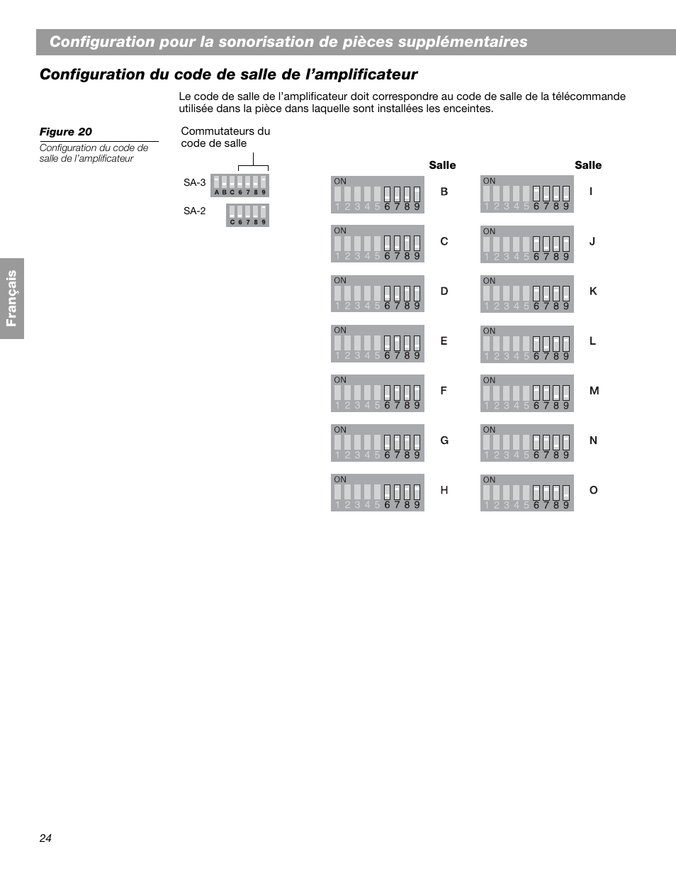 Configuration du code de salle de l’amplificateur | Bose SA-2 User Manual | Page 82 / 88