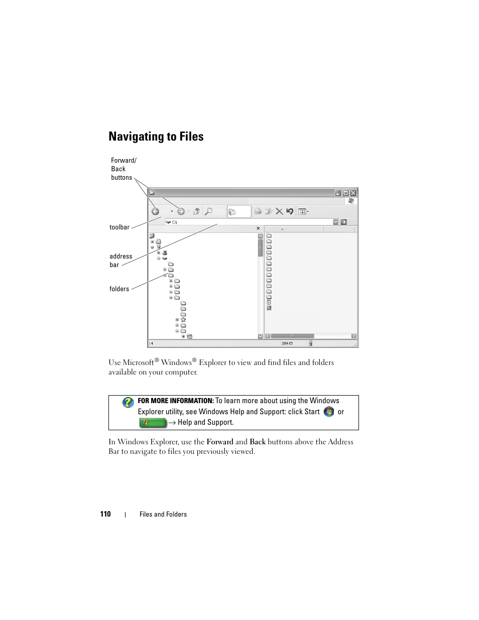 Navigating to files | Dell Inspiron 14R (N4010, Early 2010) User Manual | Page 110 / 354