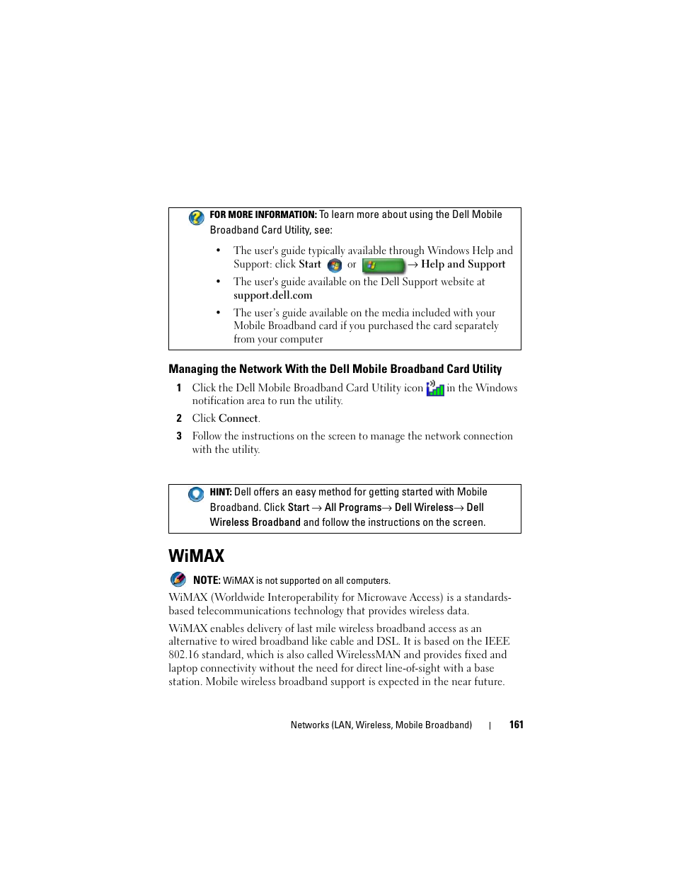 Wimax | Dell Inspiron 14R (N4010, Early 2010) User Manual | Page 161 / 354