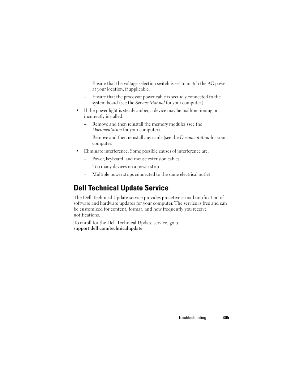 Dell technical update service | Dell Inspiron 14R (N4010, Early 2010) User Manual | Page 305 / 354