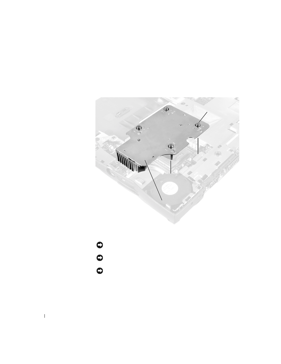 Microprocessor thermal cooling assembly | Dell Latitude C500 User Manual | Page 44 / 62