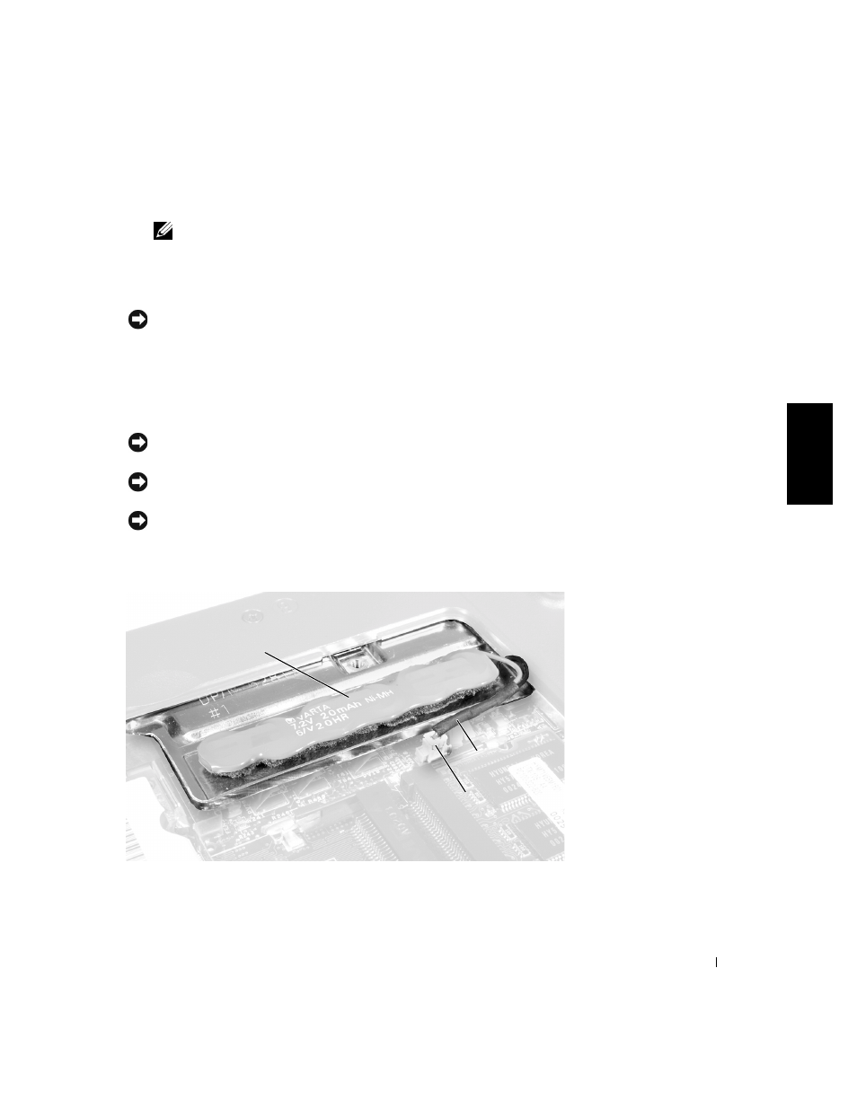 Reserve battery, Removing the reserve battery | Dell Latitude C500 User Manual | Page 49 / 62