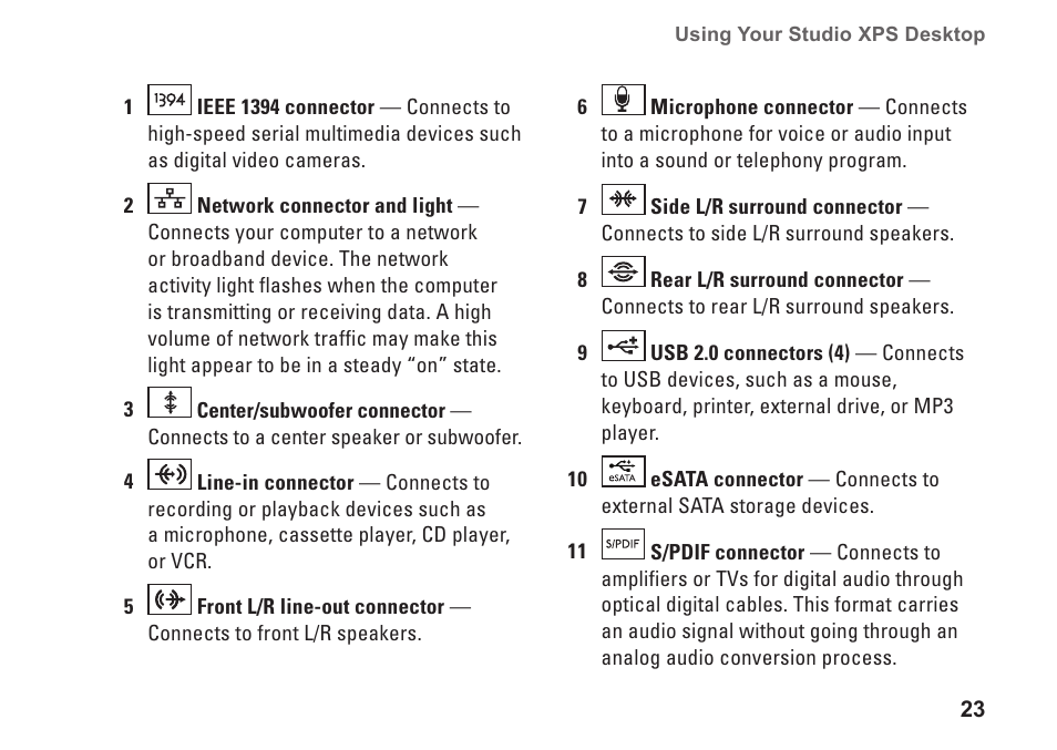 Dell Studio XPS 8000 (Late 2009) User Manual | Page 25 / 72