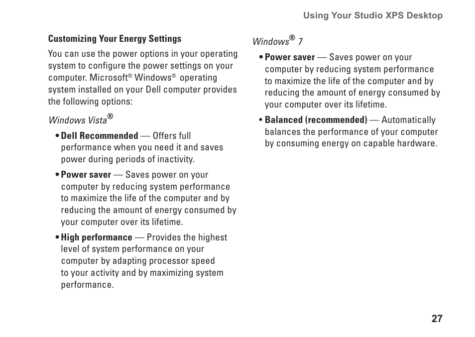 Dell Studio XPS 8000 (Late 2009) User Manual | Page 29 / 72