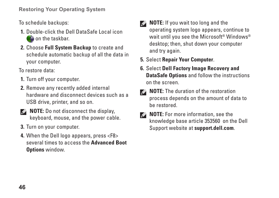 Dell Studio XPS 8000 (Late 2009) User Manual | Page 48 / 72