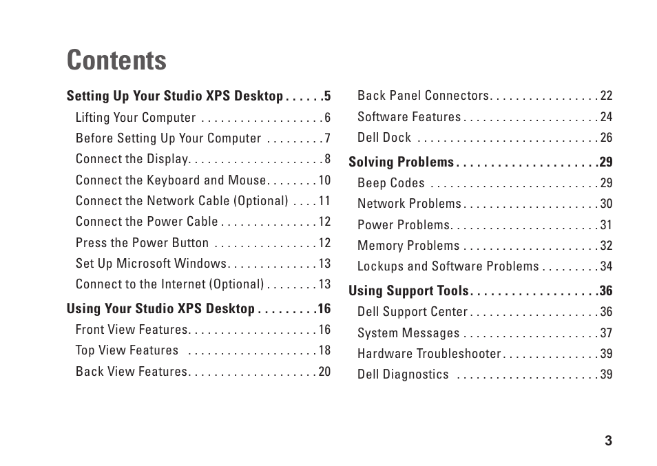Dell Studio XPS 8000 (Late 2009) User Manual | Page 5 / 72