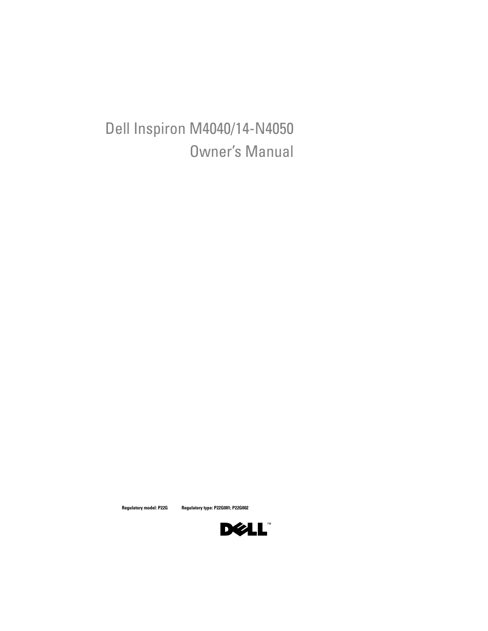 Dell Inspiron 14 (N4050, Mid 2011) User Manual | 78 pages
