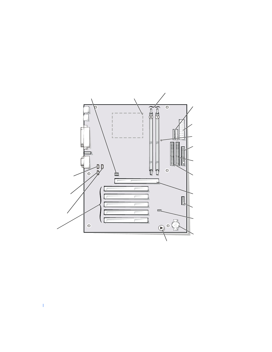 System board | Dell Dimension 4100 User Manual | Page 44 / 102