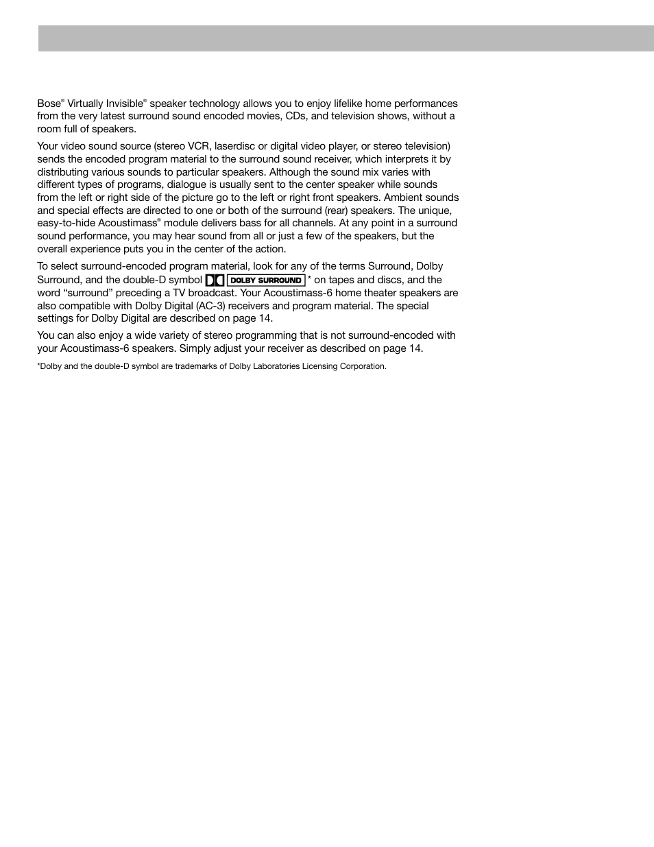 Before you begin, Setting up | Bose Acoustimass 6 User Manual | Page 4 / 20