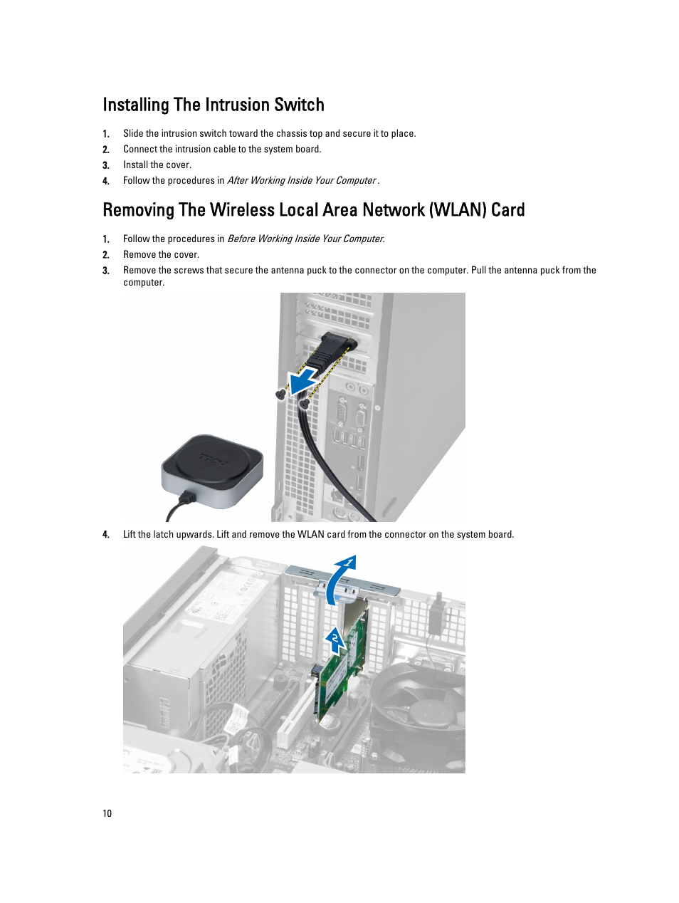 Installing the intrusion switch | Dell OptiPlex 7010 (Mid 2012) User Manual | Page 10 / 65