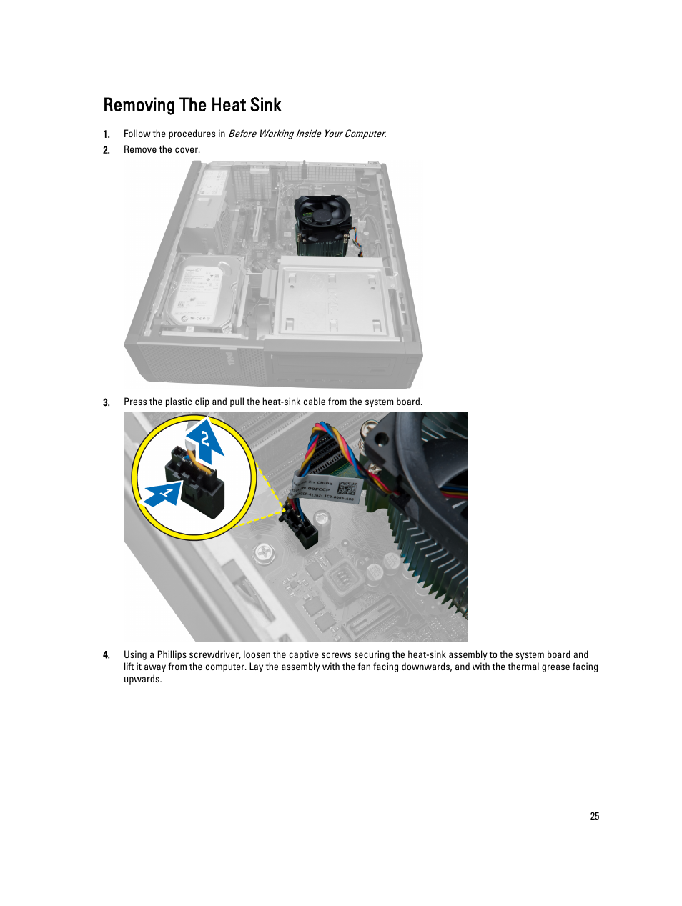 Removing the heat sink | Dell OptiPlex 7010 (Mid 2012) User Manual | Page 25 / 65