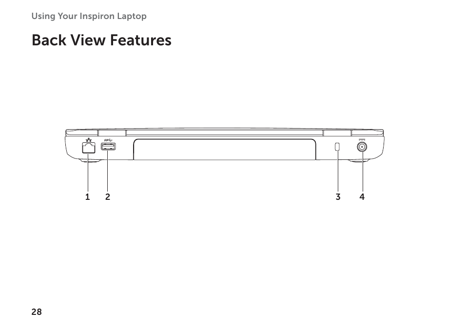 Back view features | Dell Inspiron 14R (N4110, Early 2011) User Manual | Page 30 / 102