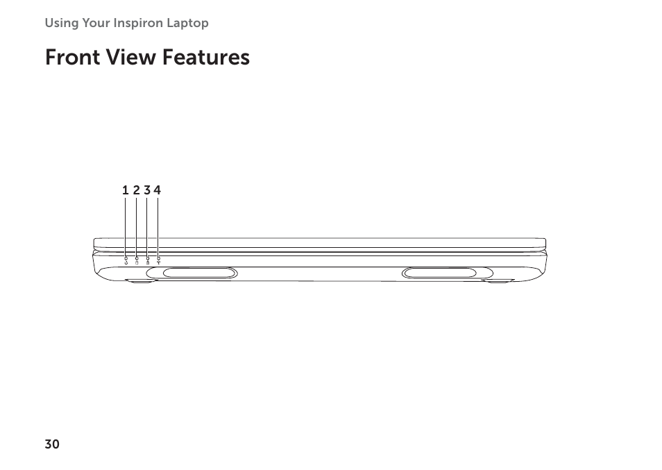 Front view features | Dell Inspiron 14R (N4110, Early 2011) User Manual | Page 32 / 102