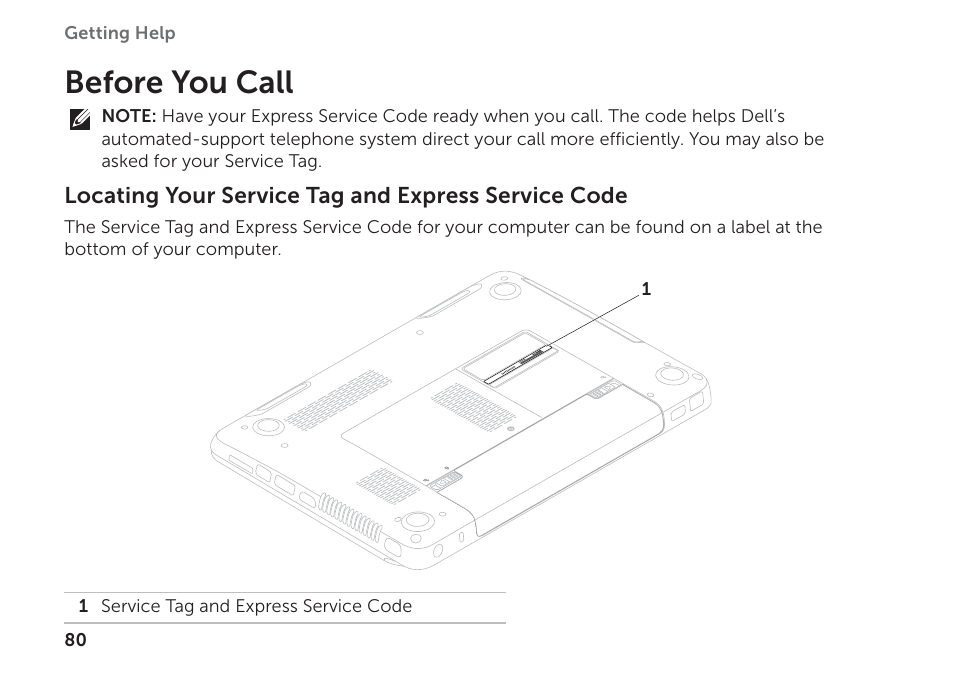Before you call | Dell Inspiron 14R (N4110, Early 2011) User Manual | Page 82 / 102