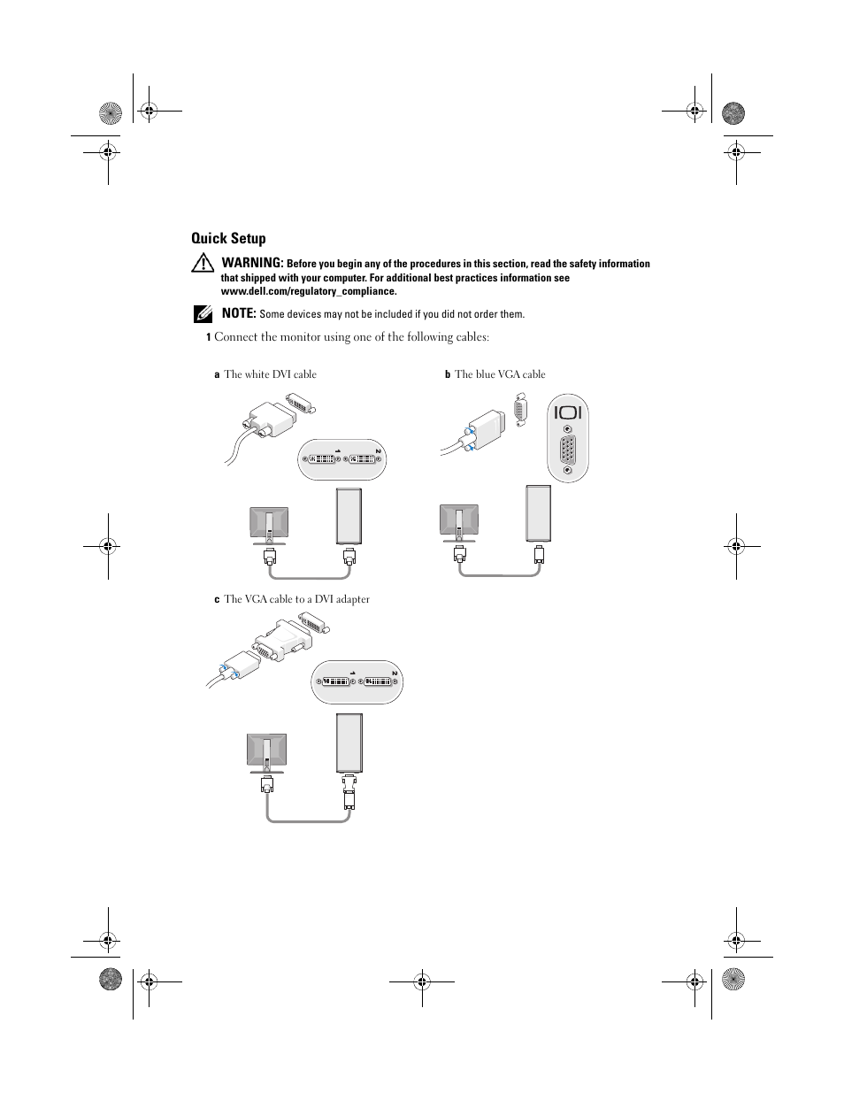 Quick setup | Dell Vostro 220 (Late 2008) User Manual | Page 5 / 10