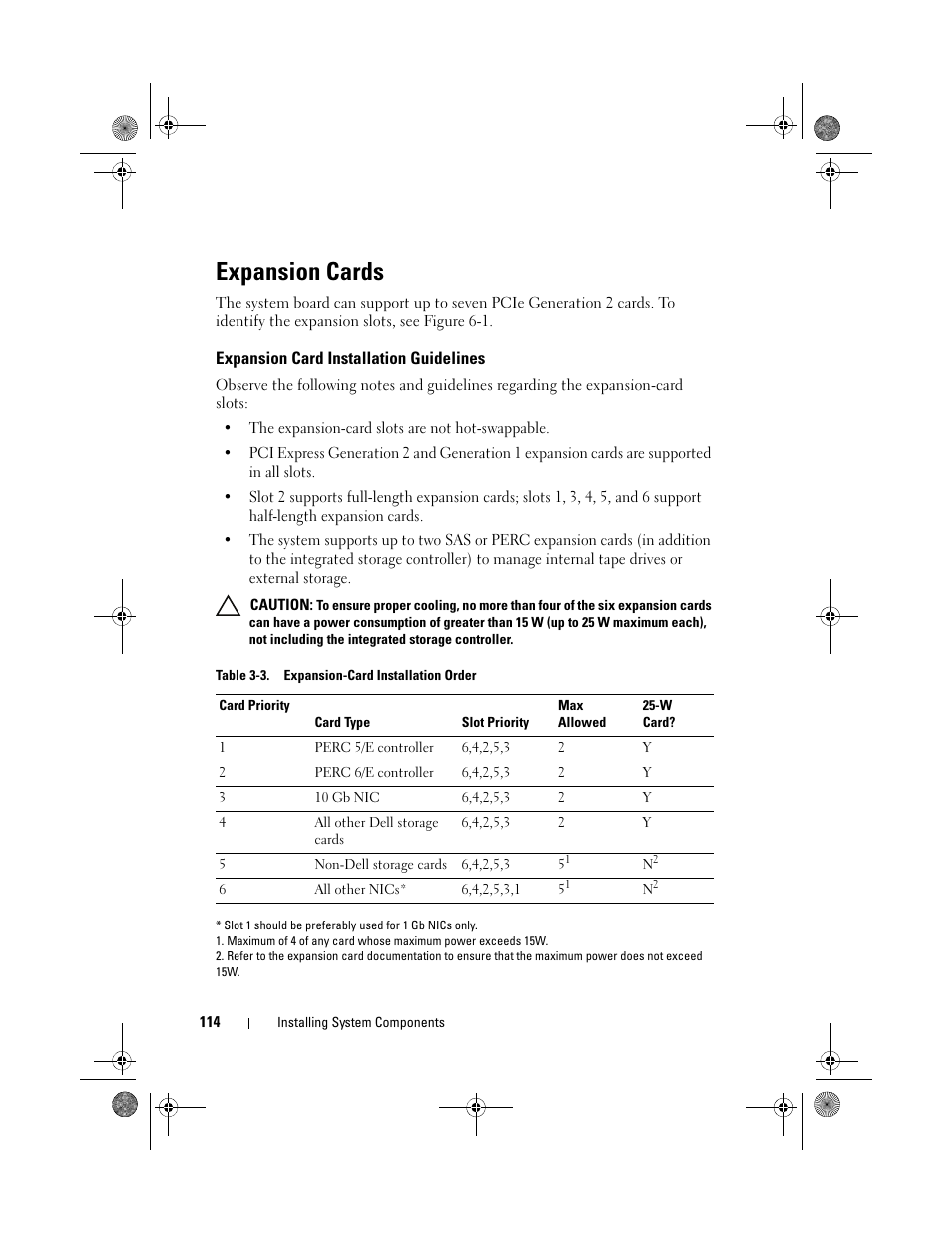 Expansion cards, Expansion card installation guidelines | Dell PowerEdge T710 User Manual | Page 114 / 214