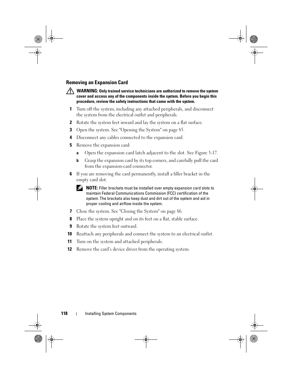 Removing an expansion card | Dell PowerEdge T710 User Manual | Page 118 / 214