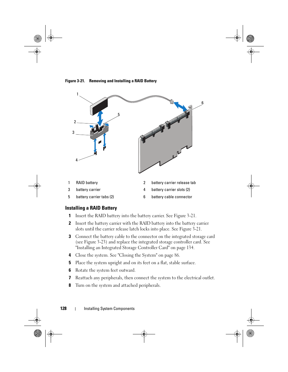 Installing a raid battery | Dell PowerEdge T710 User Manual | Page 128 / 214