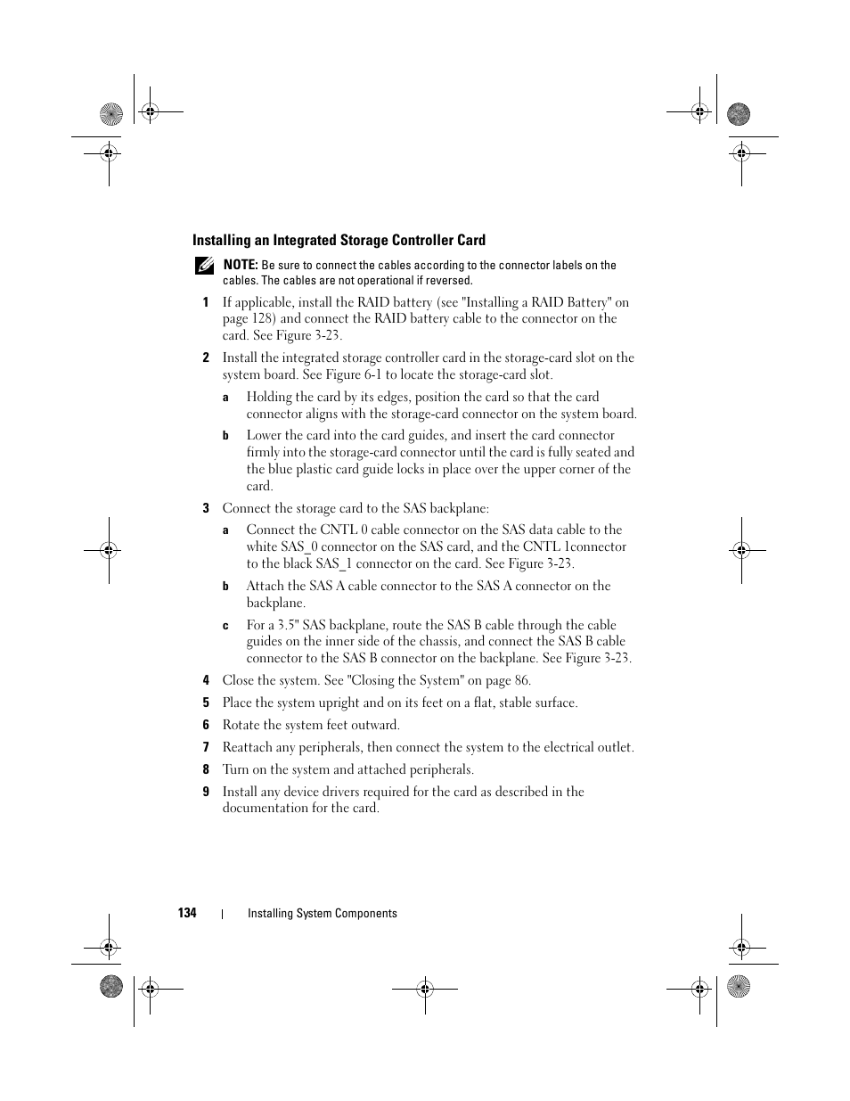 Installing an integrated storage controller card | Dell PowerEdge T710 User Manual | Page 134 / 214