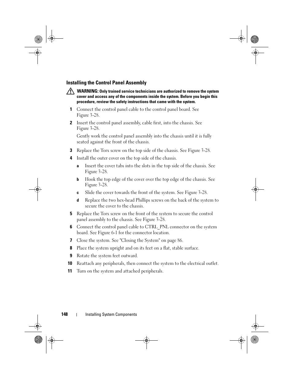 Installing the control panel assembly | Dell PowerEdge T710 User Manual | Page 148 / 214