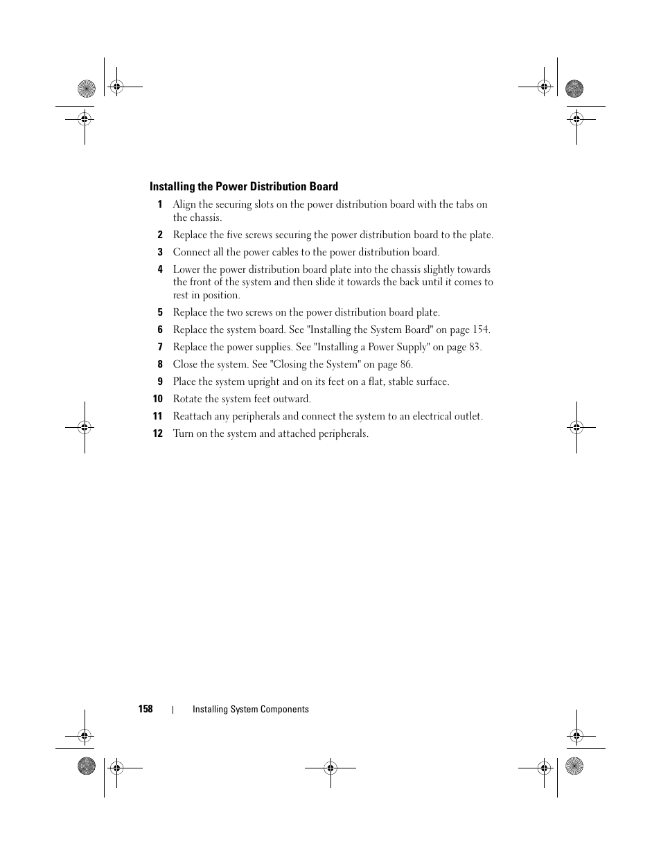 Installing the power distribution board | Dell PowerEdge T710 User Manual | Page 158 / 214