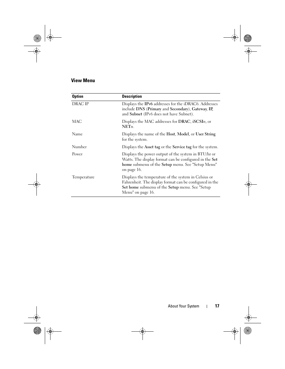 View menu | Dell PowerEdge T710 User Manual | Page 17 / 214