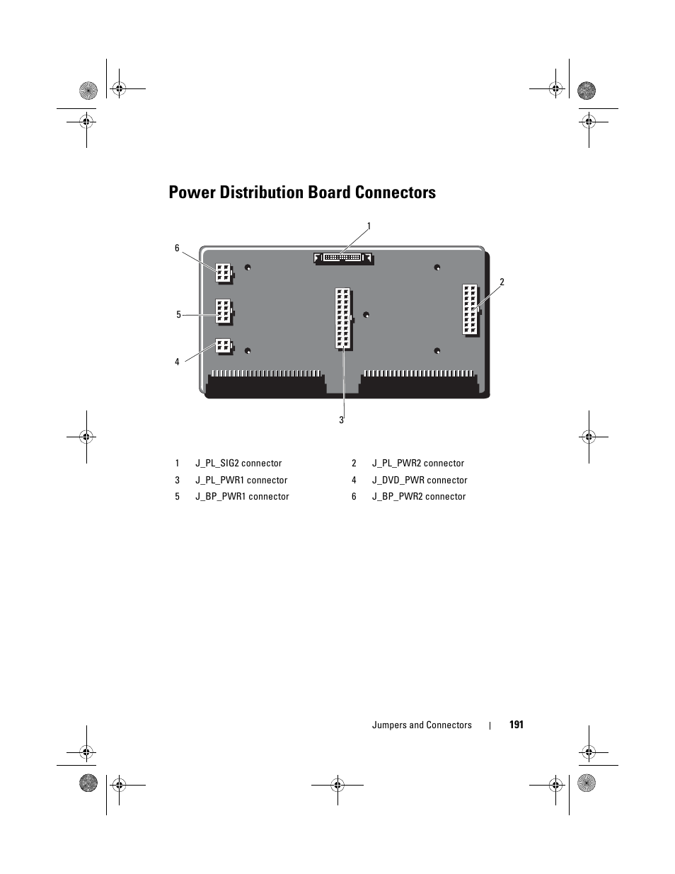 Power distribution board connectors | Dell PowerEdge T710 User Manual | Page 191 / 214