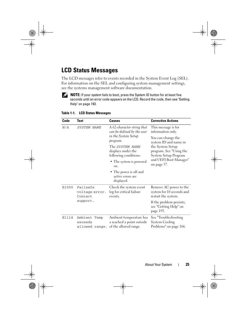 Lcd status messages | Dell PowerEdge T710 User Manual | Page 25 / 214