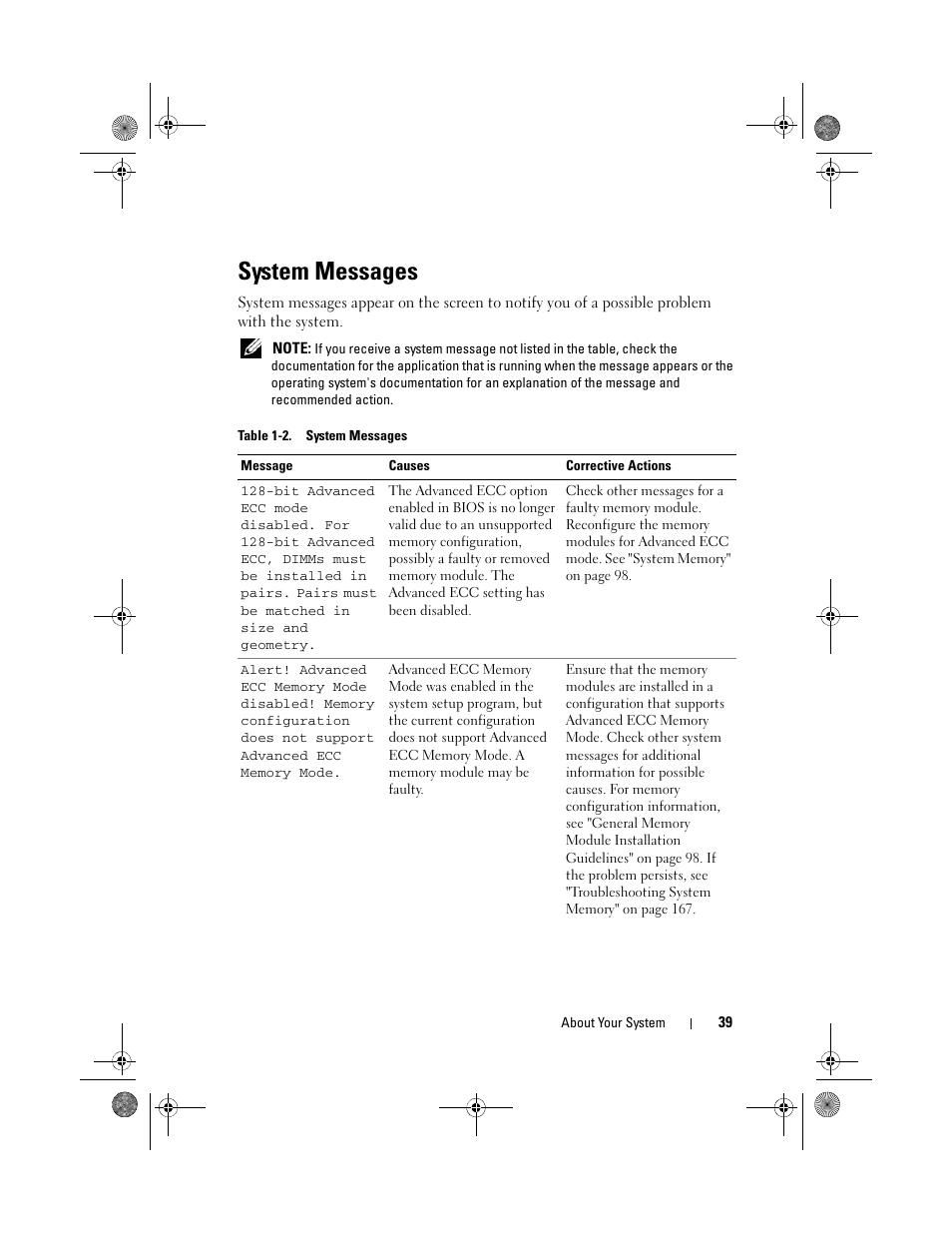 System messages | Dell PowerEdge T710 User Manual | Page 39 / 214