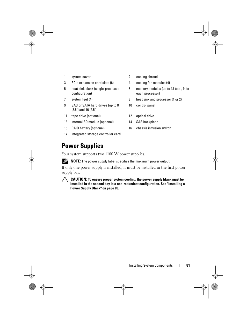 Power supplies | Dell PowerEdge T710 User Manual | Page 81 / 214