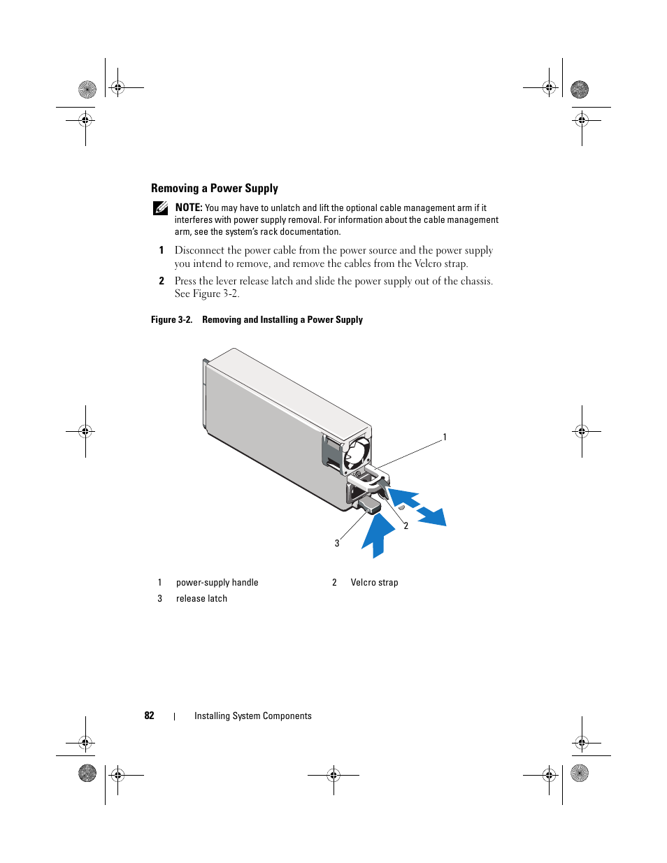 Removing a power supply | Dell PowerEdge T710 User Manual | Page 82 / 214