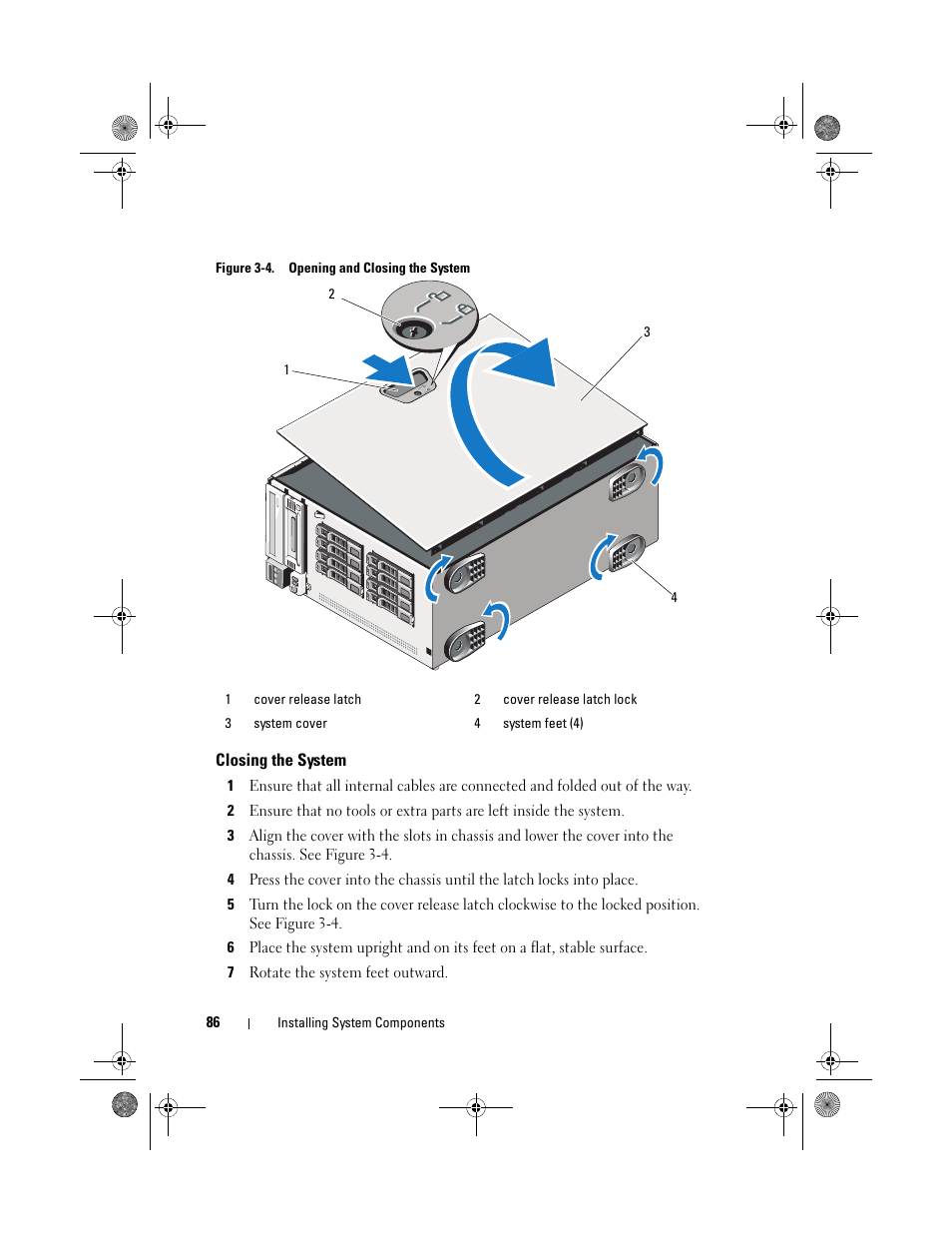 Closing the system | Dell PowerEdge T710 User Manual | Page 86 / 214