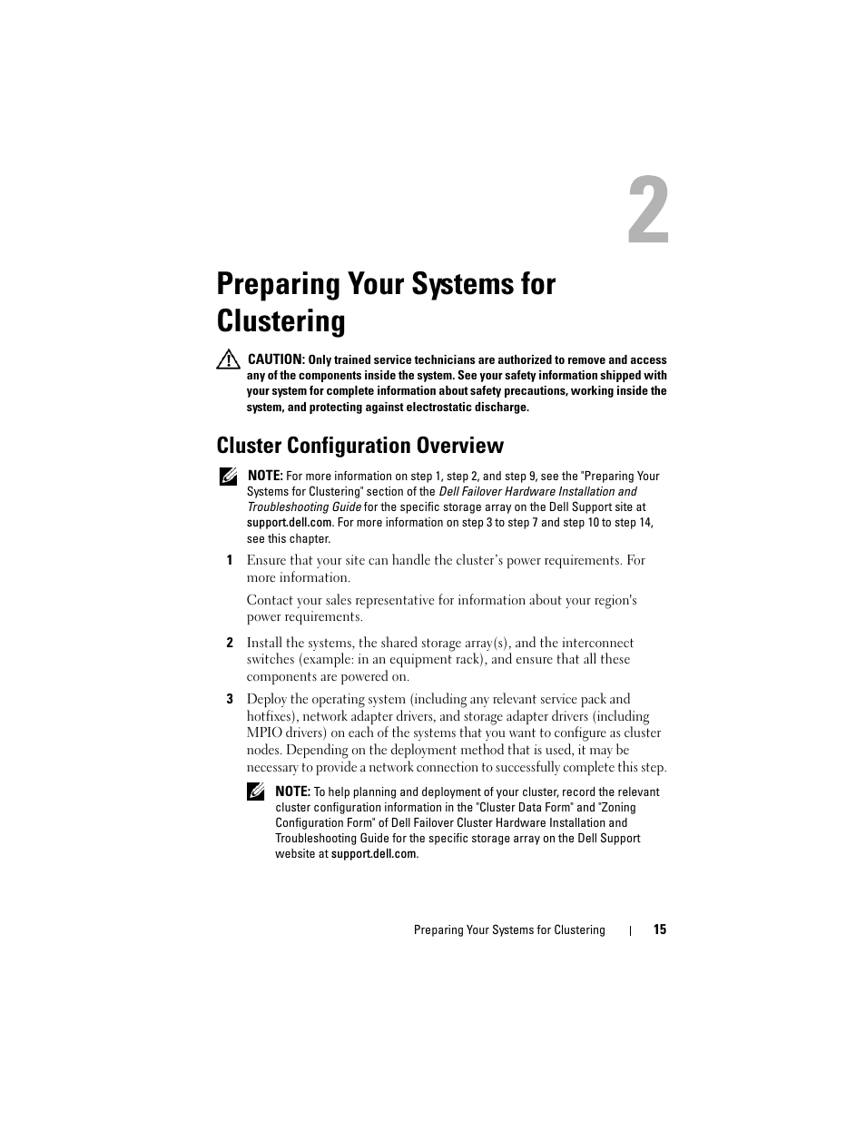 Preparing your systems for clustering, Cluster configuration overview | Dell AX4-5 User Manual | Page 15 / 72