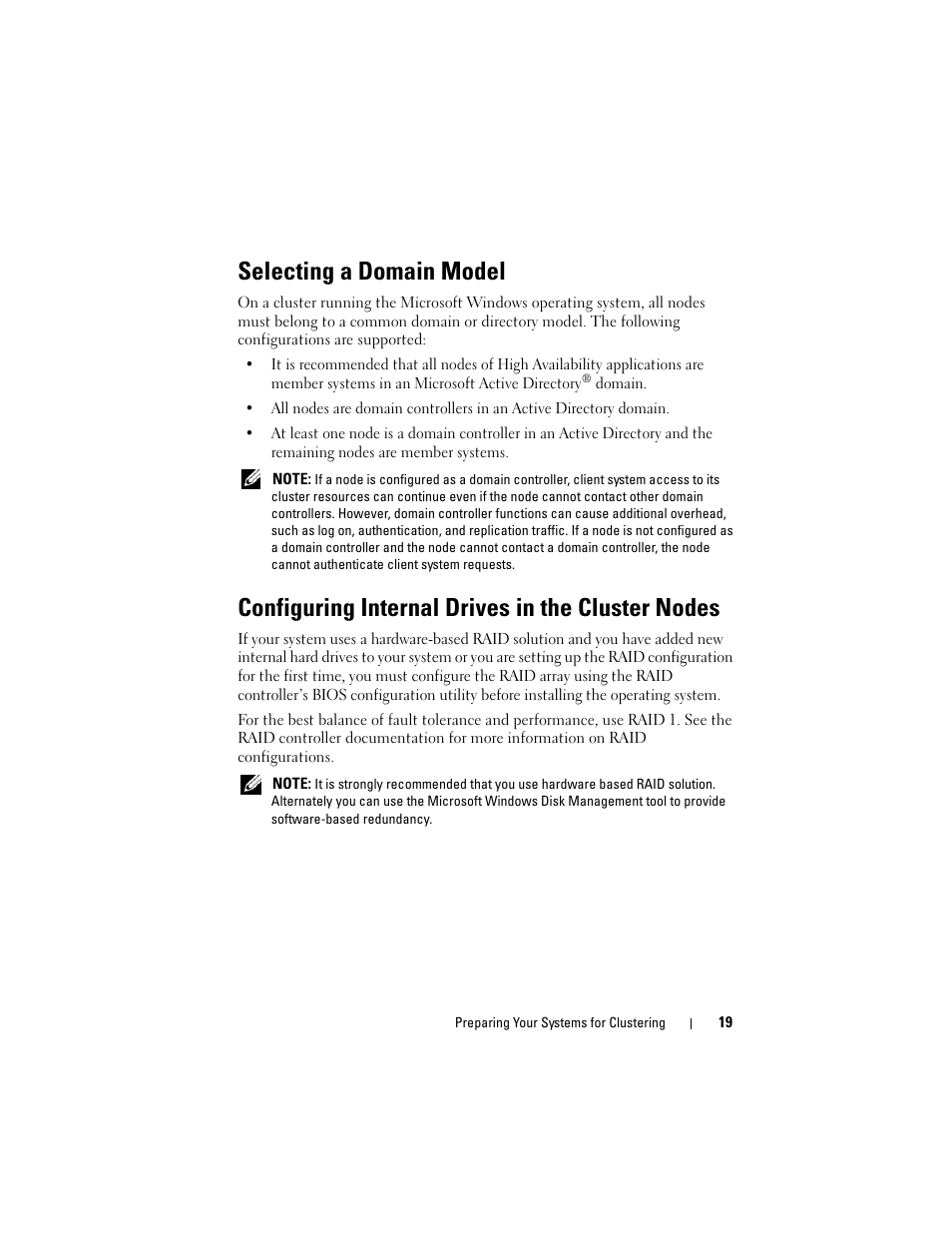 Selecting a domain model, Configuring internal drives in the cluster nodes | Dell AX4-5 User Manual | Page 19 / 72