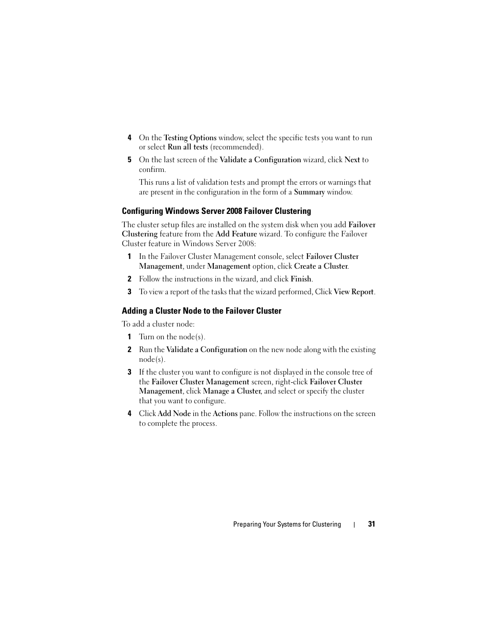 Adding a cluster node to the failover cluster | Dell AX4-5 User Manual | Page 31 / 72