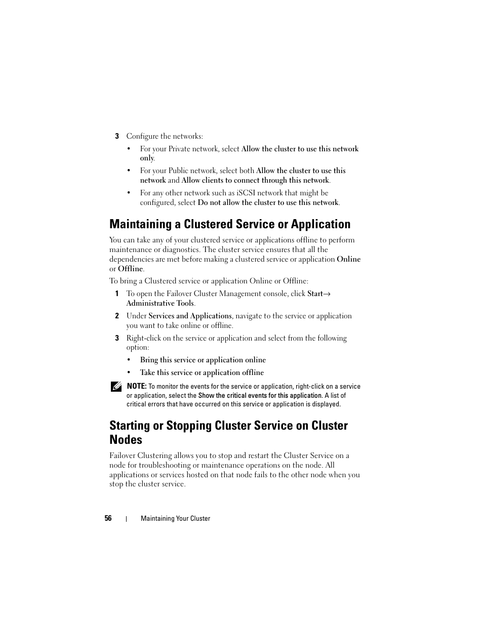 Maintaining a clustered service or application | Dell AX4-5 User Manual | Page 56 / 72