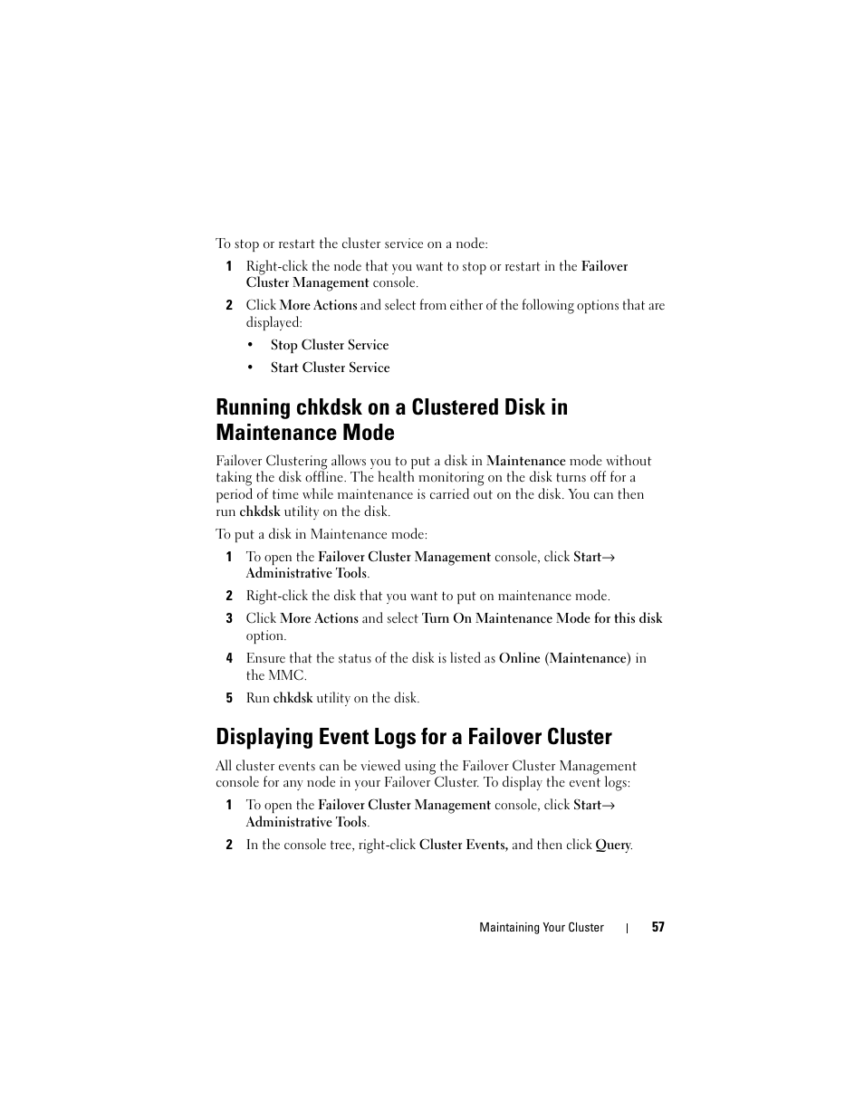 Displaying event logs for a failover cluster | Dell AX4-5 User Manual | Page 57 / 72