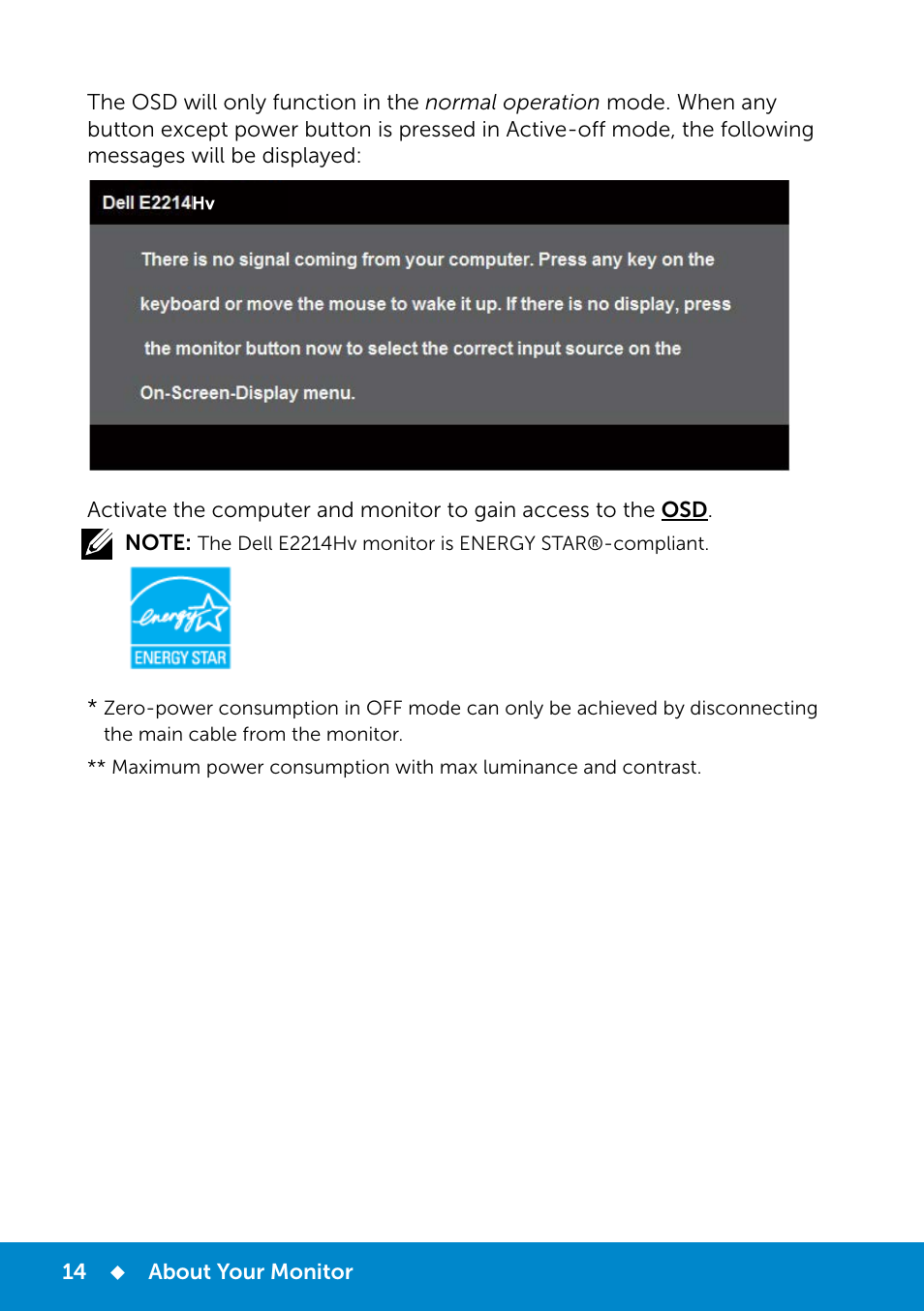 Dell E2214Hv Monitor China Only User Manual | Page 14 / 68