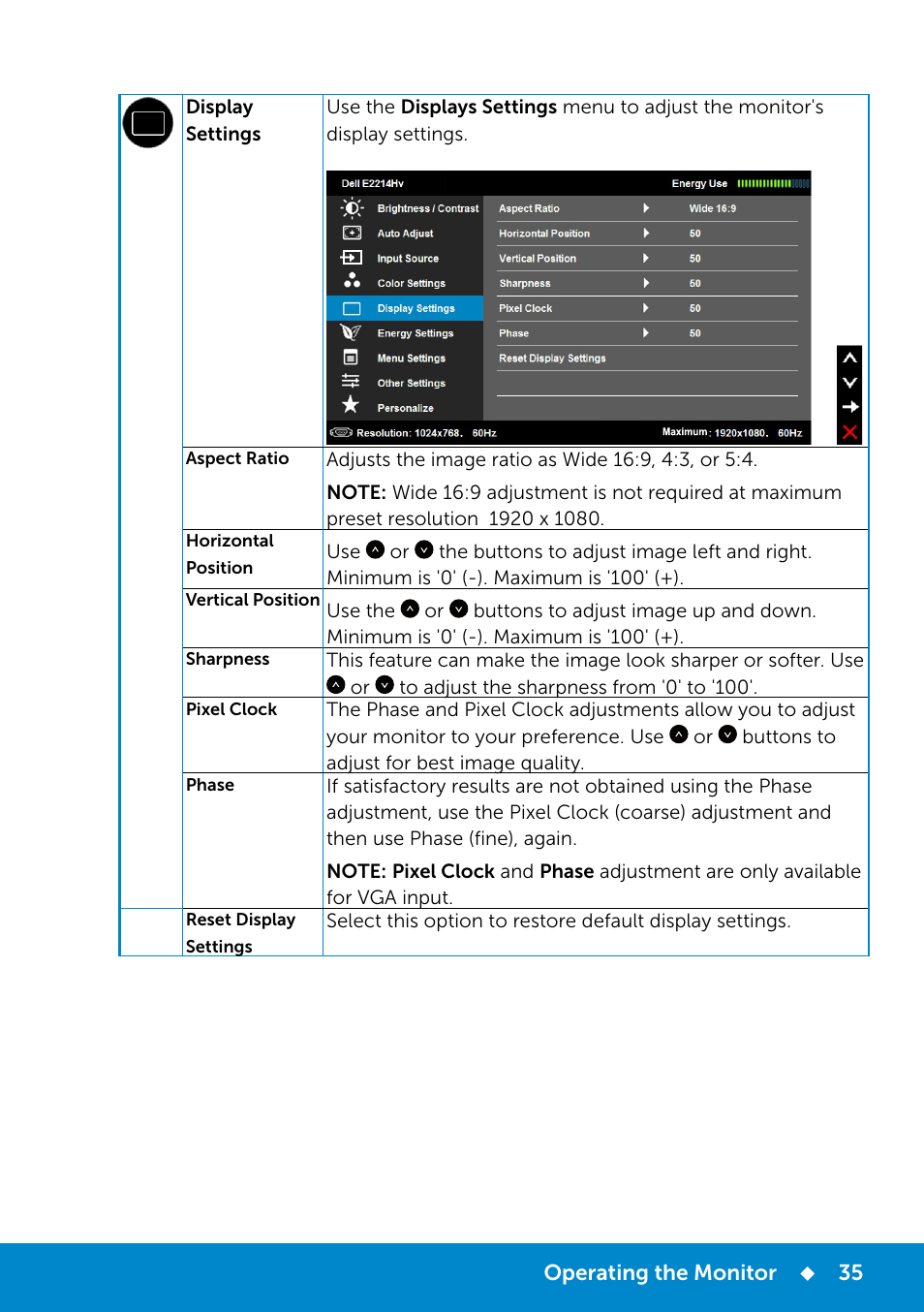 Dell E2214Hv Monitor China Only User Manual | Page 35 / 68