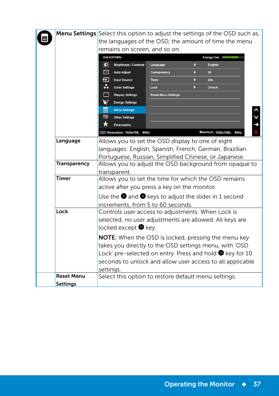 Dell E2214Hv Monitor China Only User Manual | Page 37 / 68